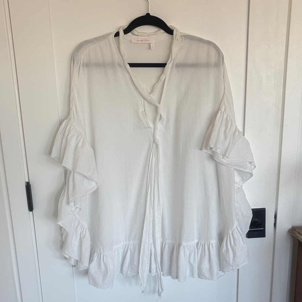See By Chloe Cream Ruffled Blouse